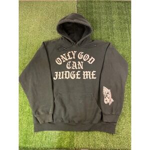 Poison Only God Can Judge Me Hoodie Green Streetwear Praying Hands Graphic XL